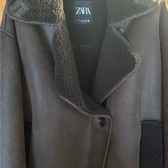Zara Women's Dark Brown Teddy Jacket - Picture 2 of 4